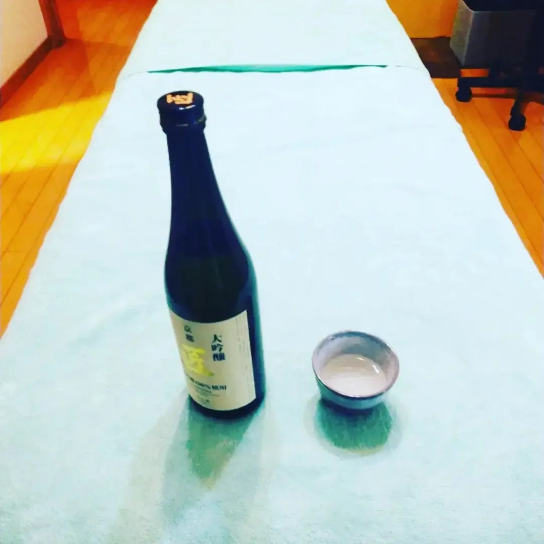 日本酒で施術しました。